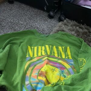 NIRVANA Green Kids Sweatshirt with Graphic Design